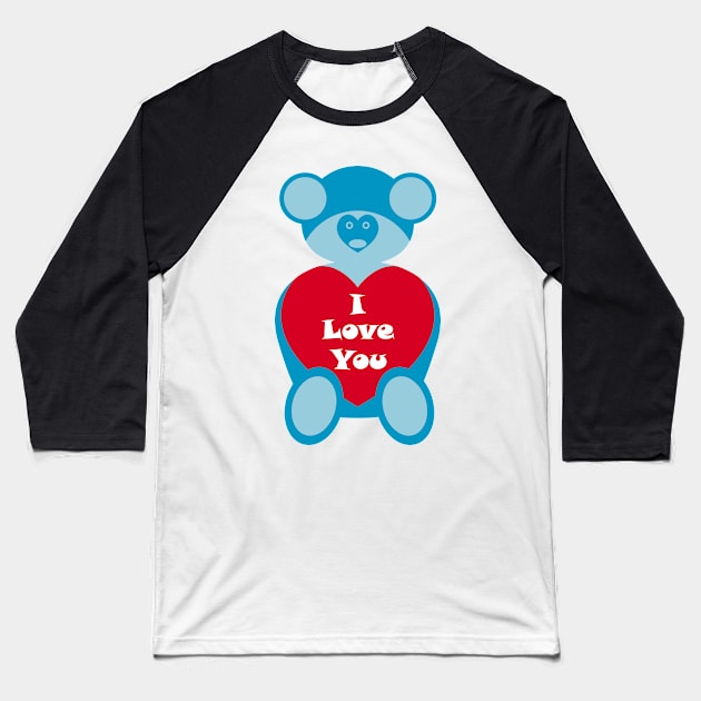 Blue Teddy Bear Baseball T-Shirt by tmsarts